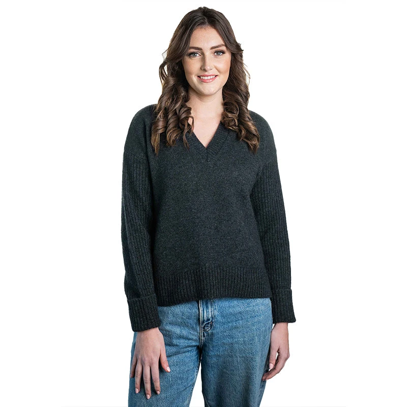 Premium Possum And Merino Wool - V Neck Ribbed Jumper 3 Premium Possum And Merino Wool - V Neck Ribbed Jumper