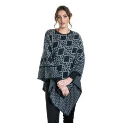 Premium Possum And Merino Wool - Diamond Poncho 7 Premium Possum And Merino Wool - Diamond Poncho -Chic Clothing Store Navy Mist