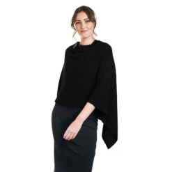 Premium Possum And Merino Wool - Two Way Poncho -Chic Clothing Store black