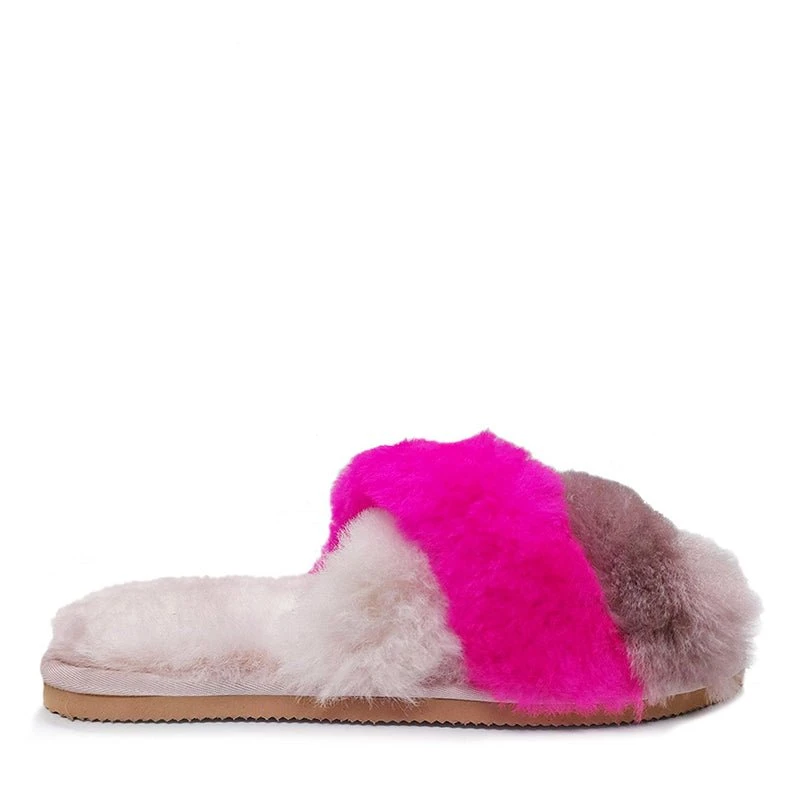Calico Sheepskin Flufffy Slide 5 Calico Sheepskin Flufffy Slide - Image 3
