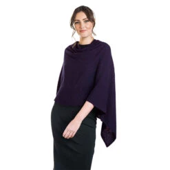 Premium Possum And Merino Wool - Two Way Poncho -Chic Clothing Store grape