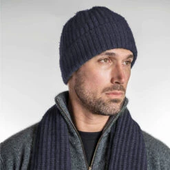 Premium Possum And Merino Wool-Ribbed Beanie -Chic Clothing Store indigo 99948e34 1340 460c a9b6 3866df234200